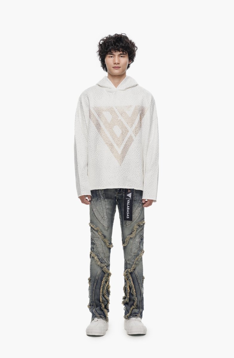 valabasas白パンツパーカーニット Poppin White Rhinestone Hoodie – Valabasas