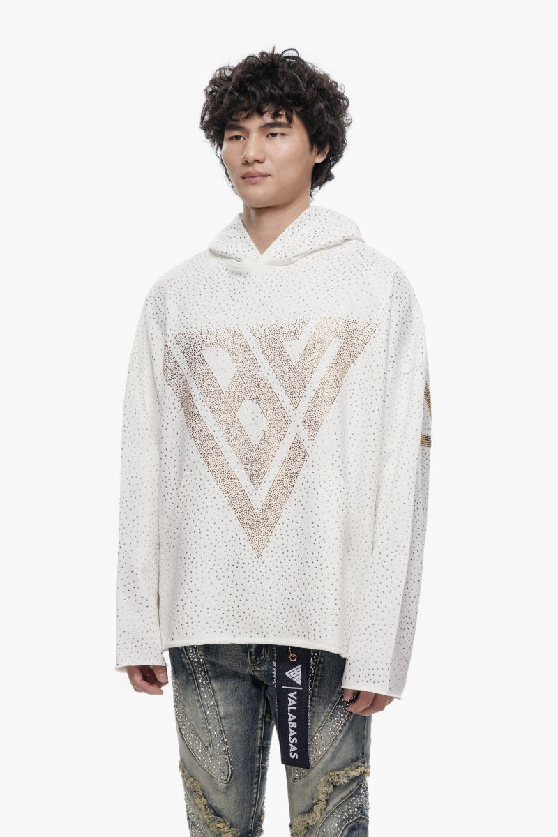 Poppin White Rhinestone Pullover - Valabasas
