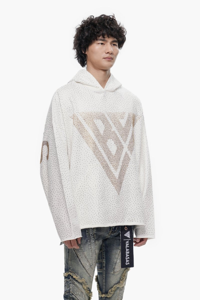 Poppin White Rhinestone Pullover - Valabasas