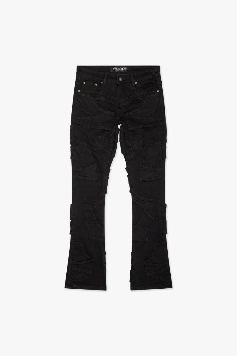 Pump Black Washed Stacked Flare Jean