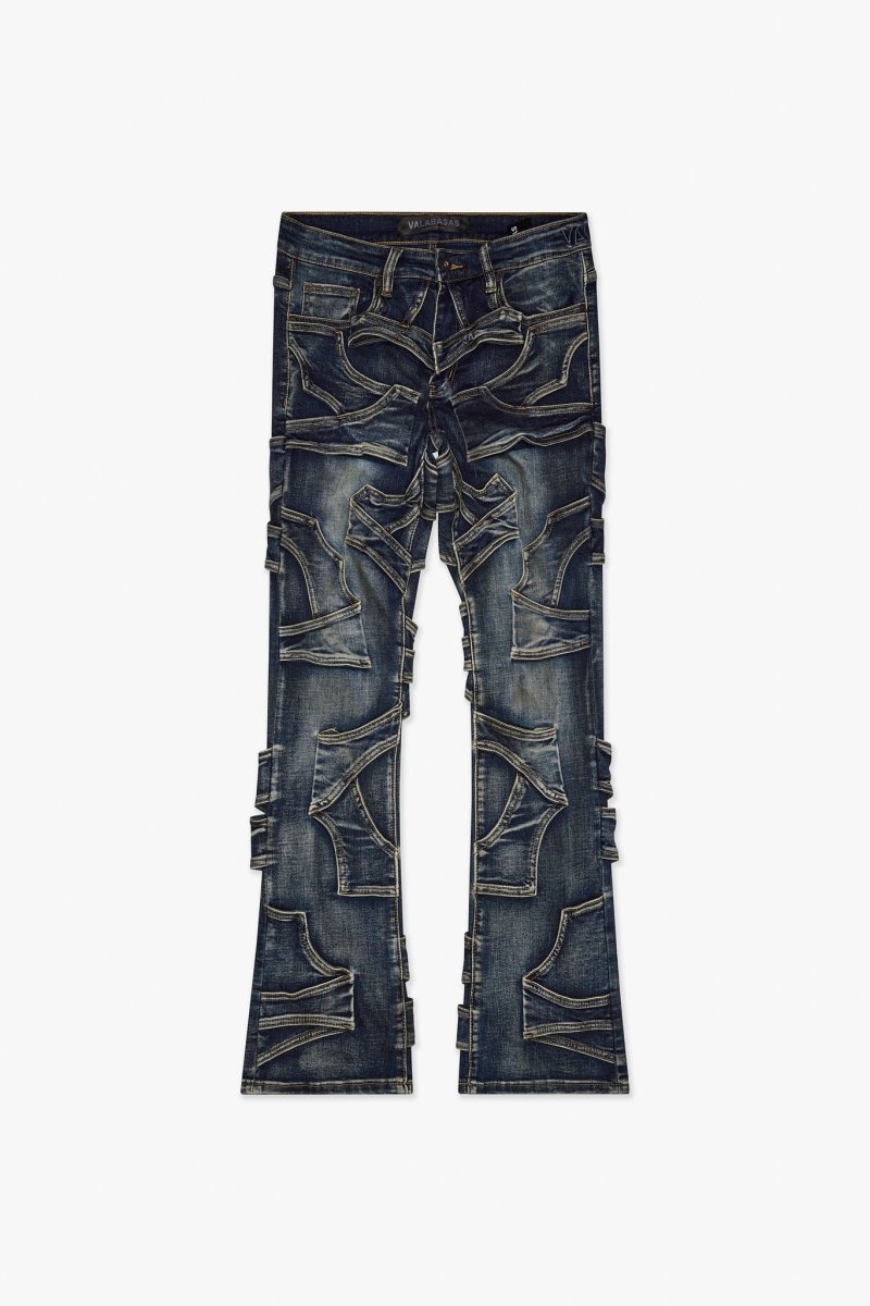 Pump Dirty Blue Washed Stacked Flare Jean