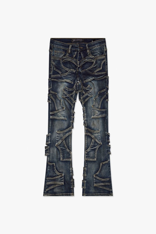 Pump Stacked Flare Jean Dirty Blue Washed - Valabasas