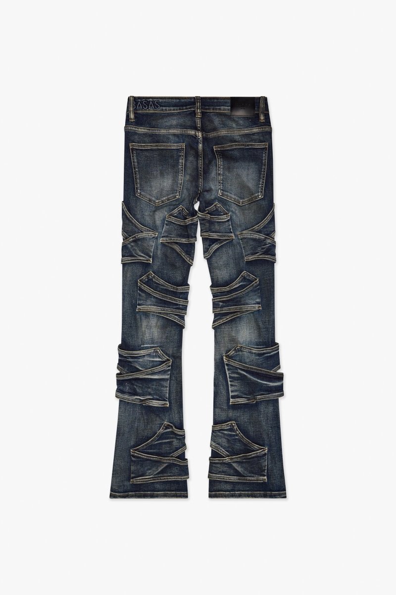 Pump Stacked Flare Jean Dirty Blue Washed - Valabasas