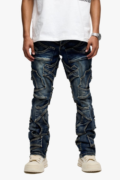 Pump Stacked Flare Jean Dirty Blue Washed – Valabasas