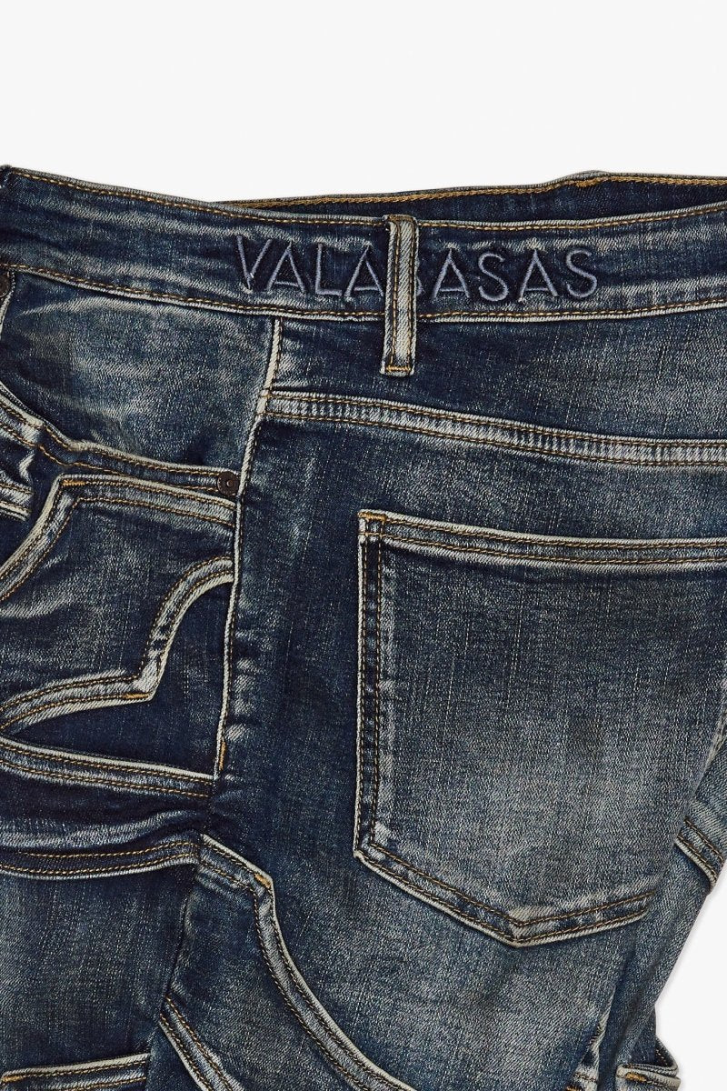 Pump Dirty Blue Washed Stacked Flare Jean