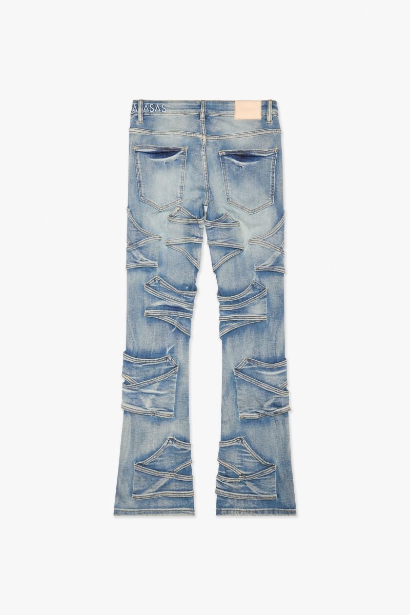Pump Light Blue Washed Stacked Flare Jean