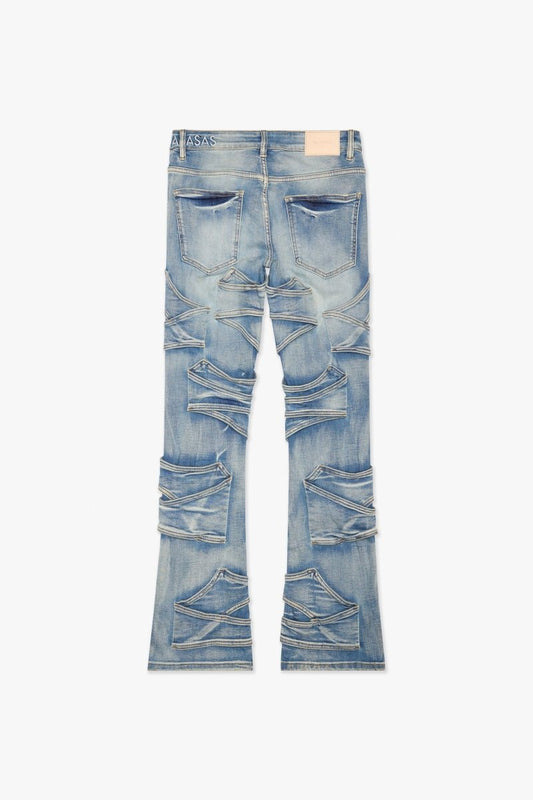 Pump Stacked Flare Jean Light Blue Washed - Valabasas