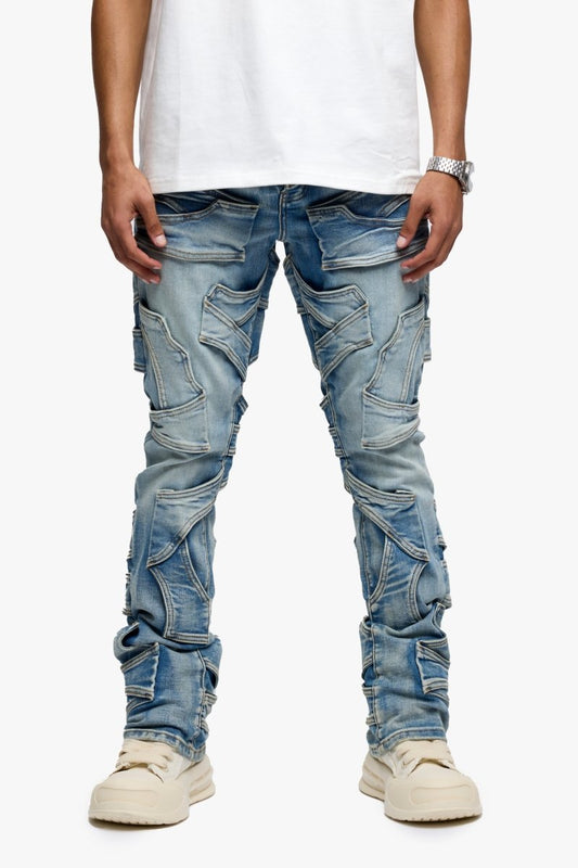 Pump Stacked Flare Jean Light Blue Washed - Valabasas