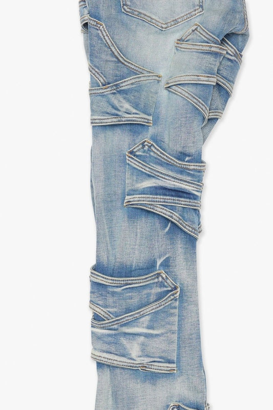 Pump Stacked Flare Jean Light Blue Washed - Valabasas
