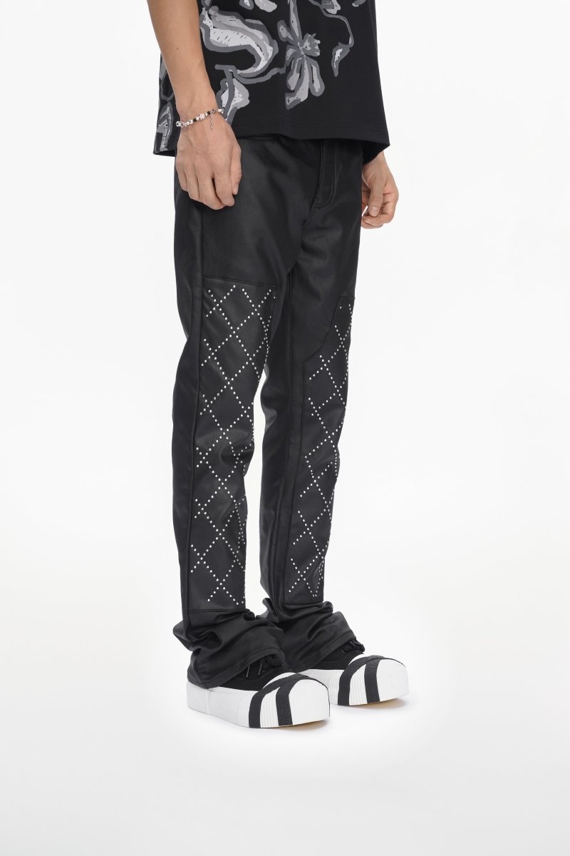 Punctured Stacked Jeans Black - Valabasas