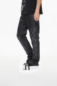 Punctured Stacked Jeans Black - Valabasas