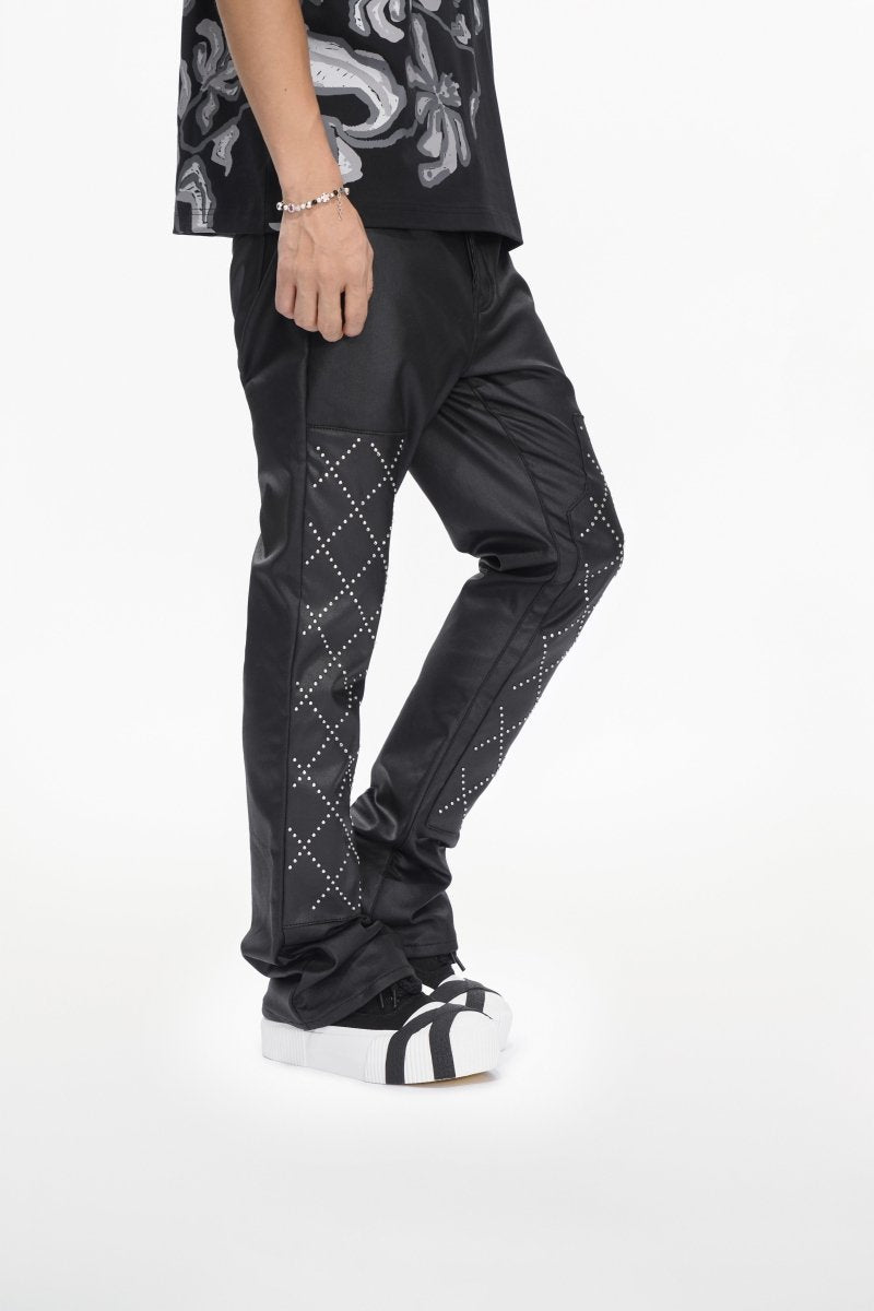 Punctured Stacked Jeans Black - Valabasas