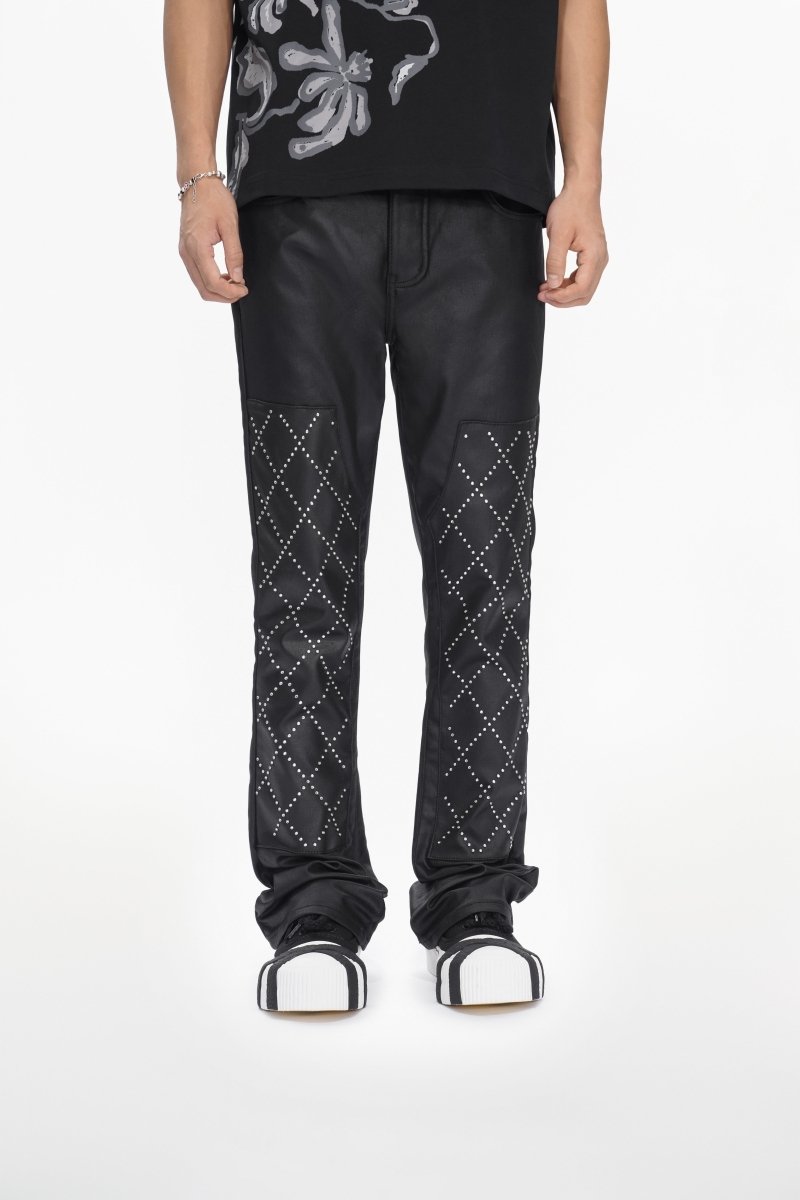 Punctured Stacked Jeans Black - Valabasas