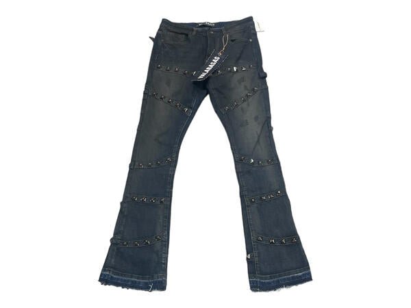 Pygros Stacked Jean Dark Grey Wash - Valabasas