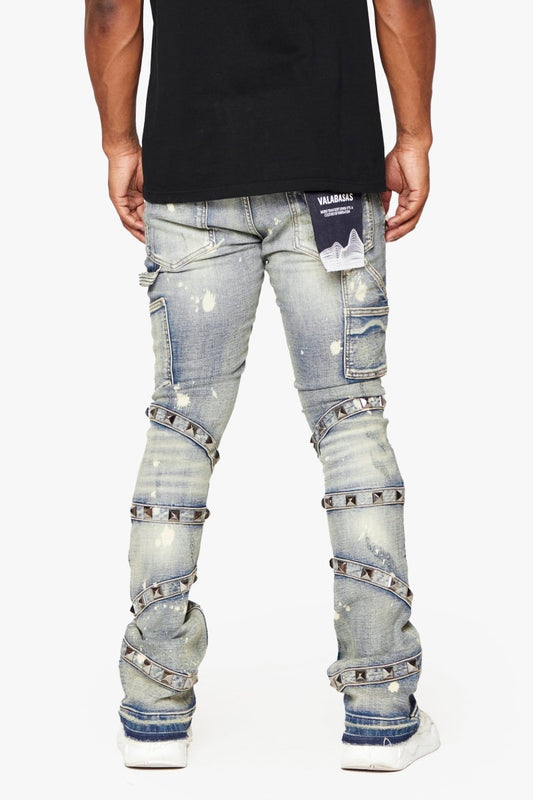 "PYRGOS" STACKED FLARE JEAN BLUE WASH - Valabasas