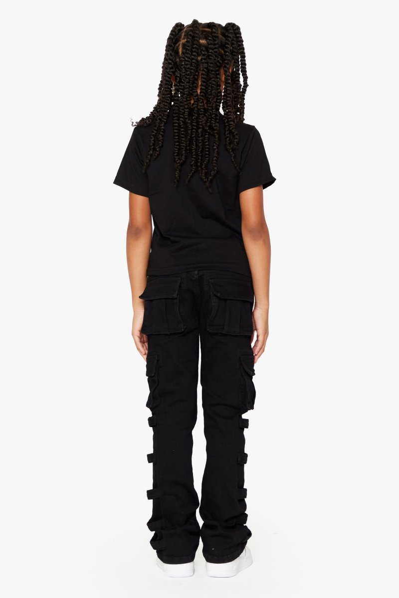 “QUANTICO" KIDS STACKED FLARE BLACK
