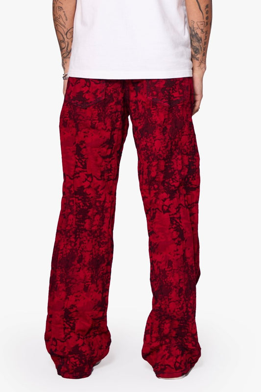 "RANGER" BAGGY DENIM JEAN VINTAGE RED DYEING - Valabasas