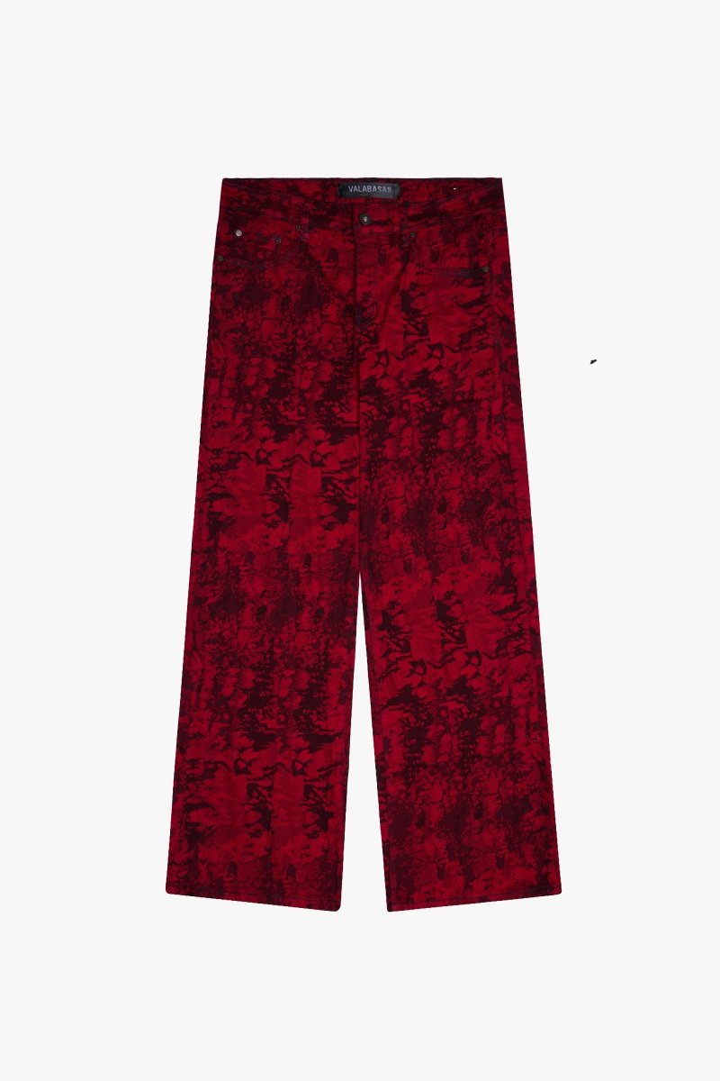 "RANGER" BAGGY DENIM JEAN VINTAGE RED DYEING - Valabasas