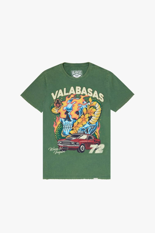 "RARE WORLD/SNAKED" TEE VINTAGE GRASS GREEN - Valabasas