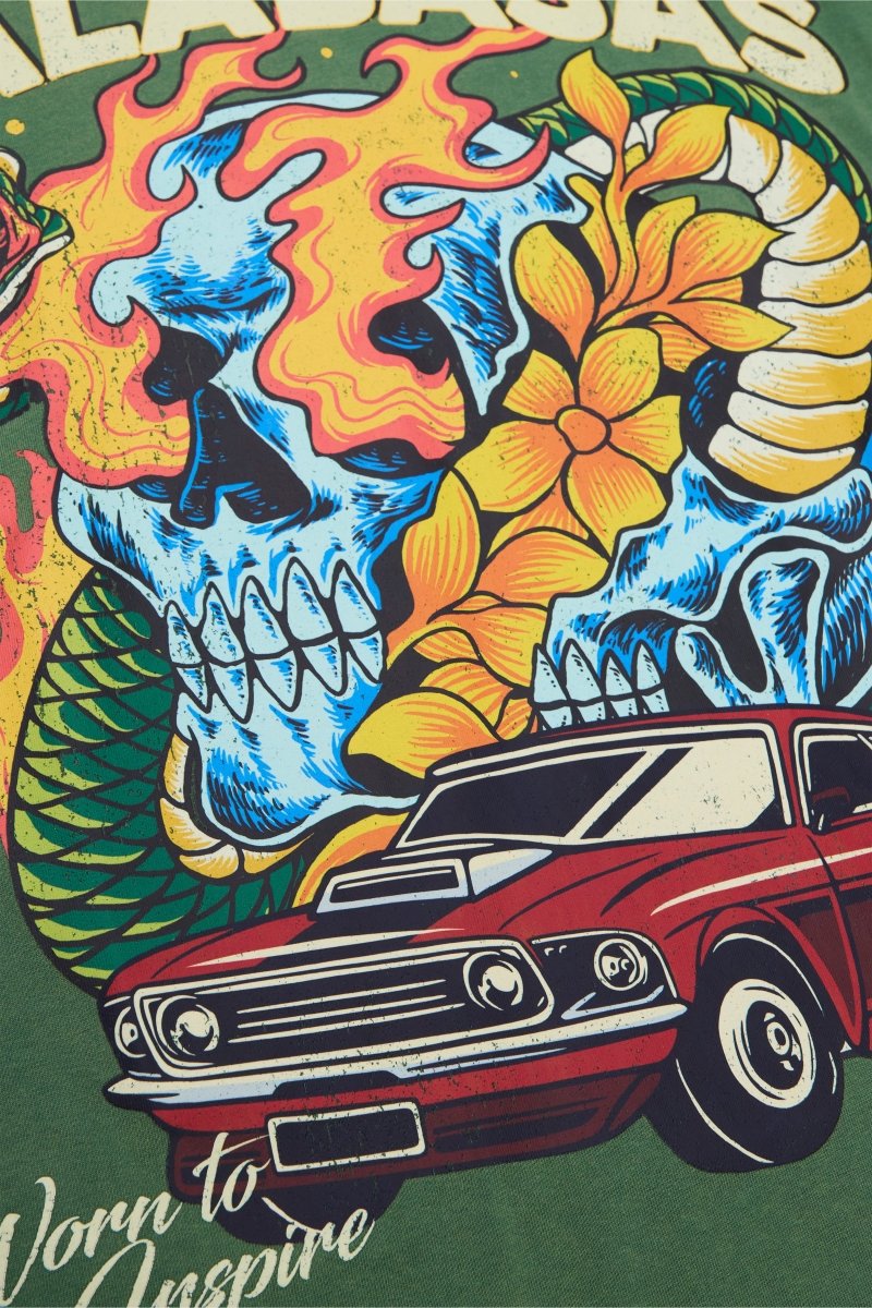 "RARE WORLD/SNAKED" TEE VINTAGE GRASS GREEN - Valabasas