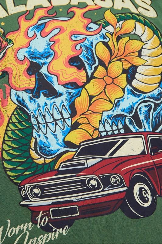 "RARE WORLD/SNAKED" TEE VINTAGE GRASS GREEN - Valabasas