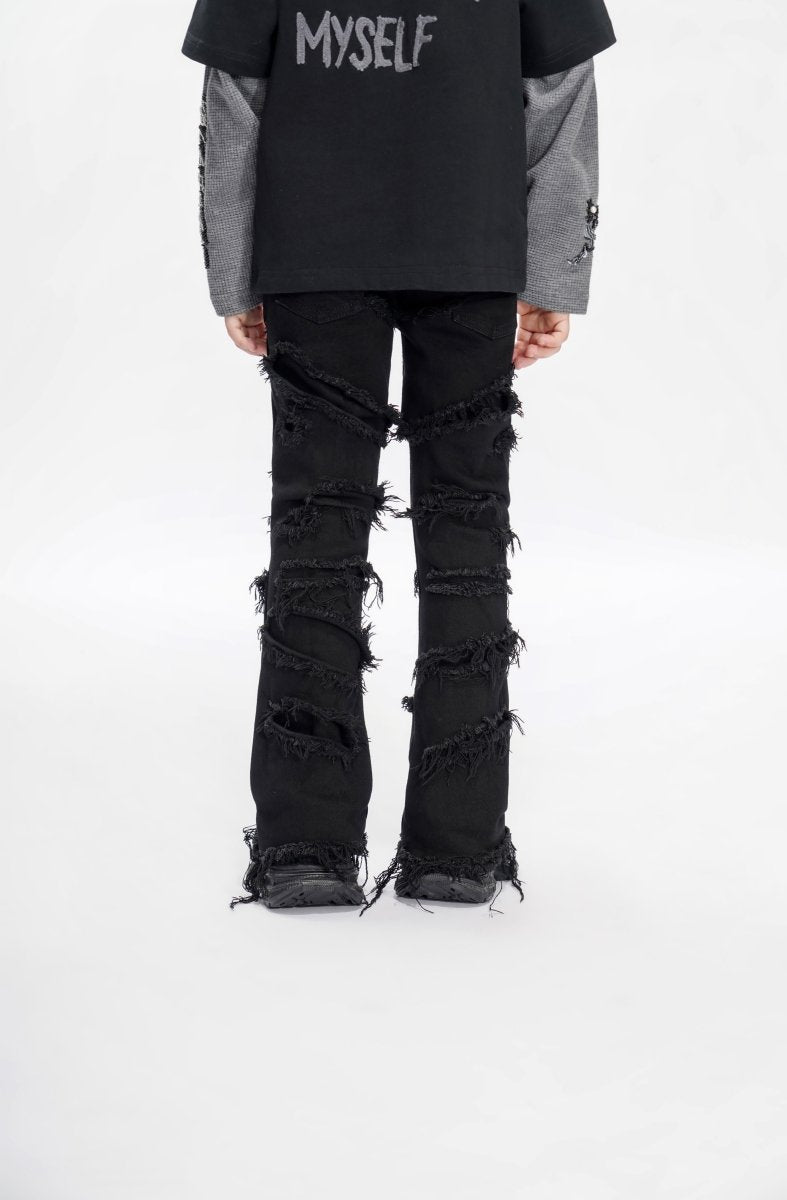 Kids Ravel Black Stacked Jean