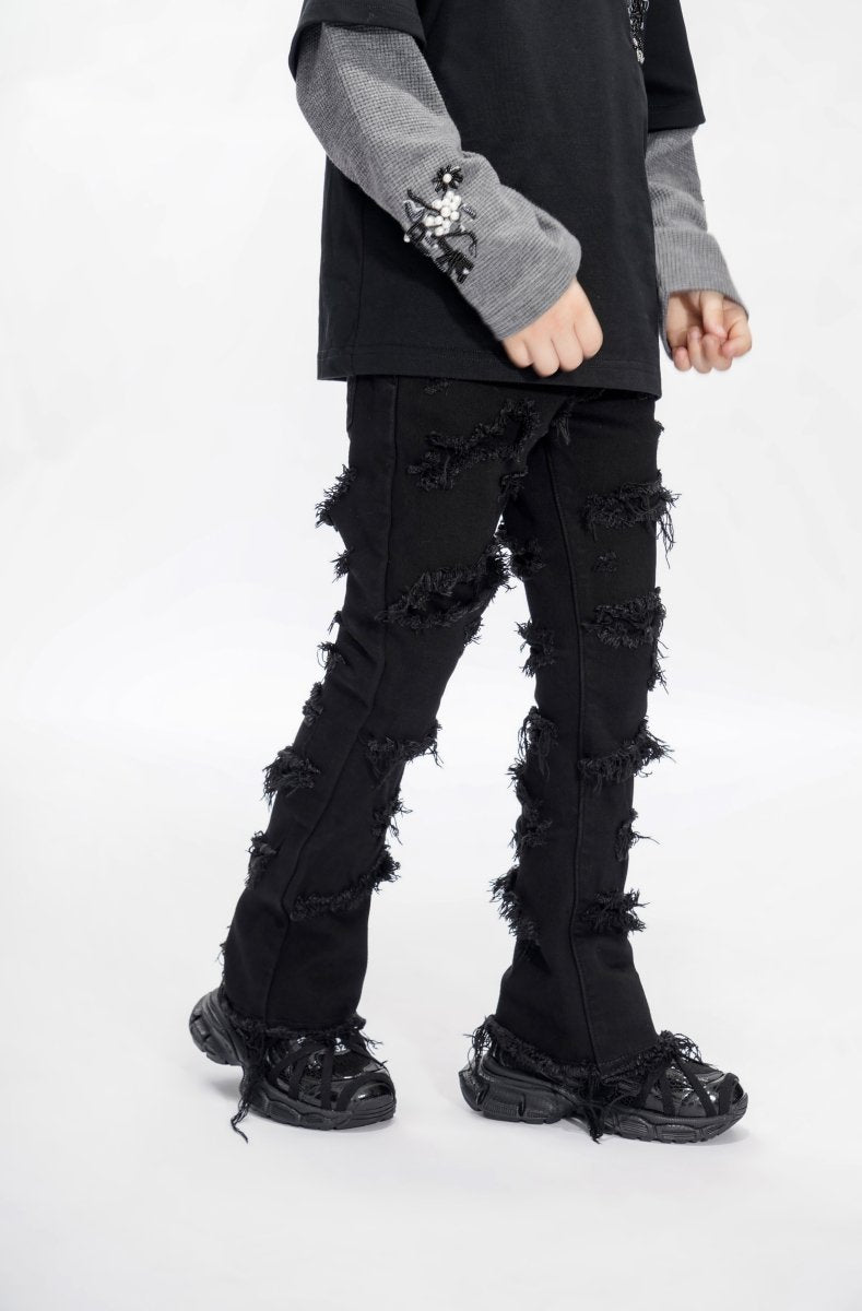 Kids Ravel Black Stacked Jean