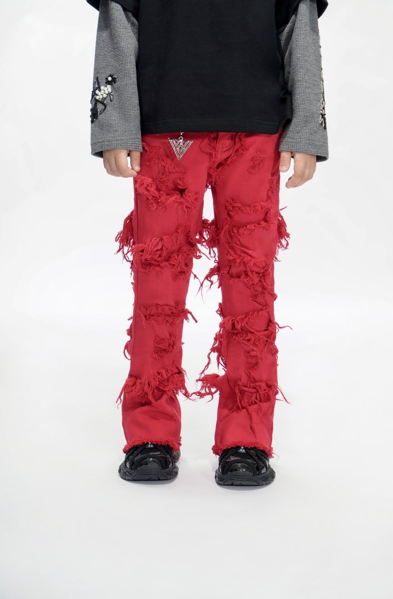 Ravel Kids Red Stacked Jean - Valabasas