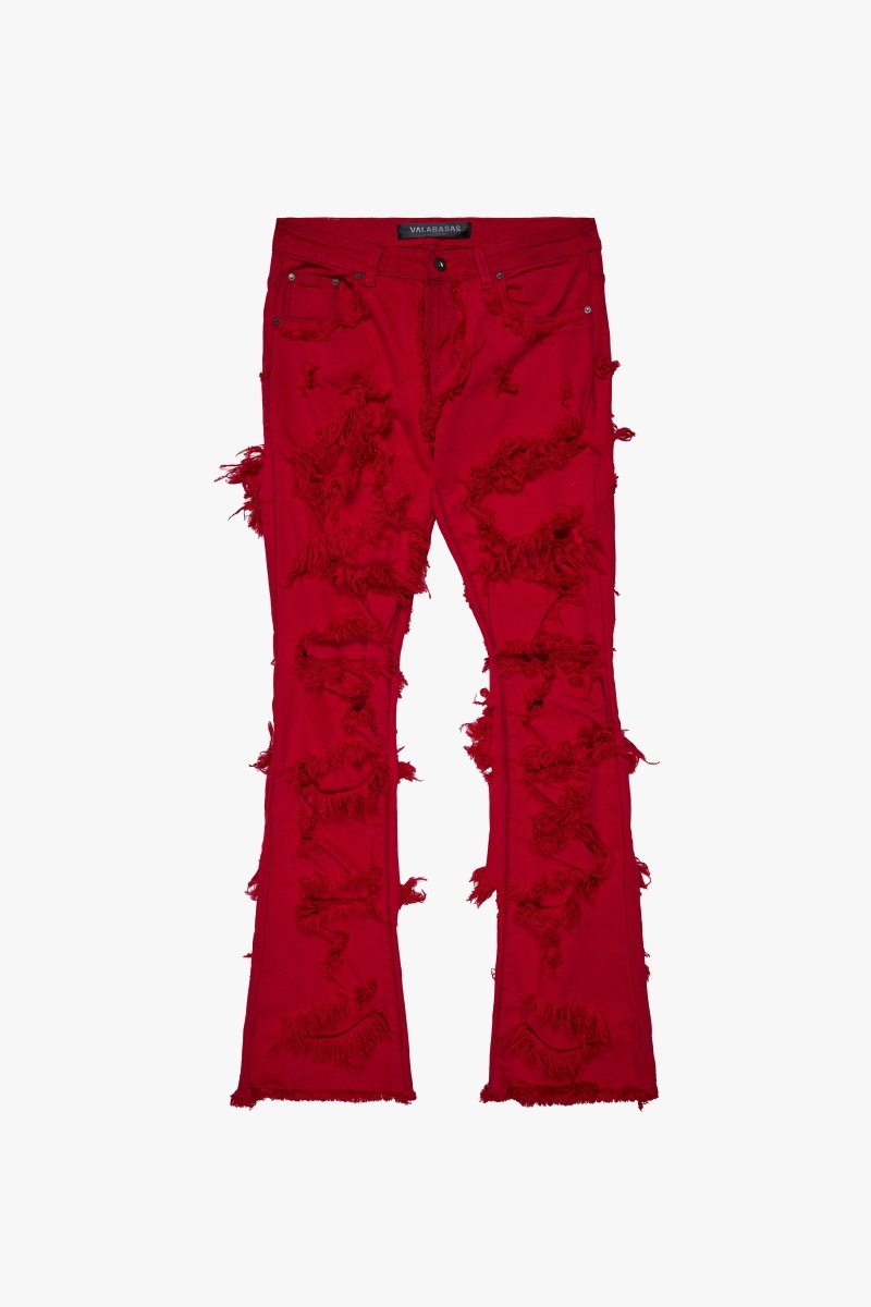"RAVEL" STACKED FLARE JEAN RED - Valabasas