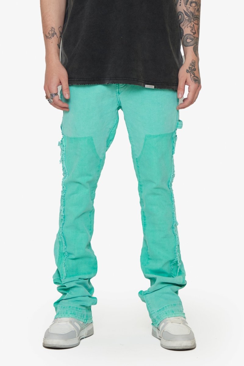 “REVIVAL" STACKED FLARE JEAN LT. GREEN WASH - Valabasas
