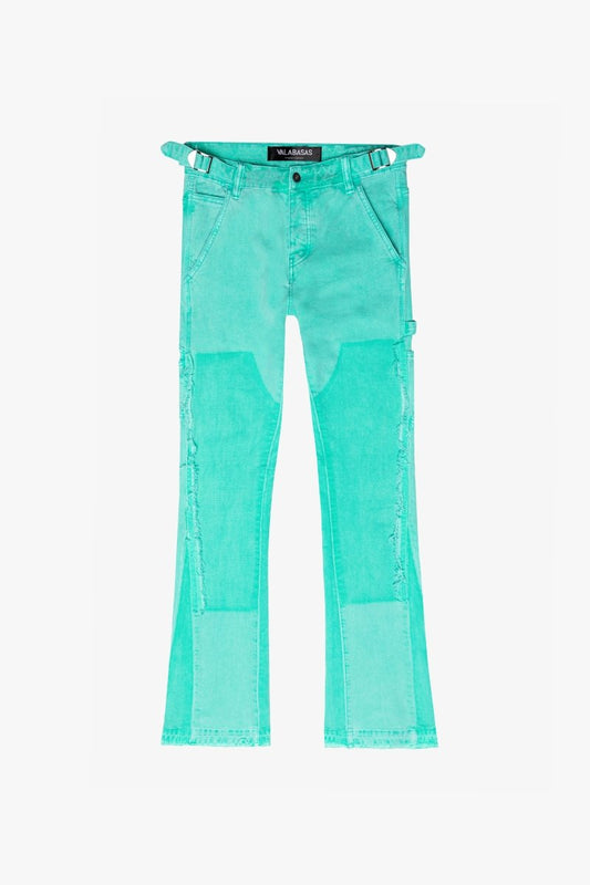 “REVIVAL" STACKED FLARE JEAN LT. GREEN WASH - Valabasas