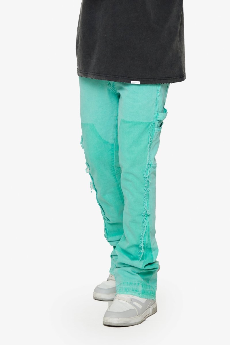 “REVIVAL" STACKED FLARE JEAN LT. GREEN WASH - Valabasas