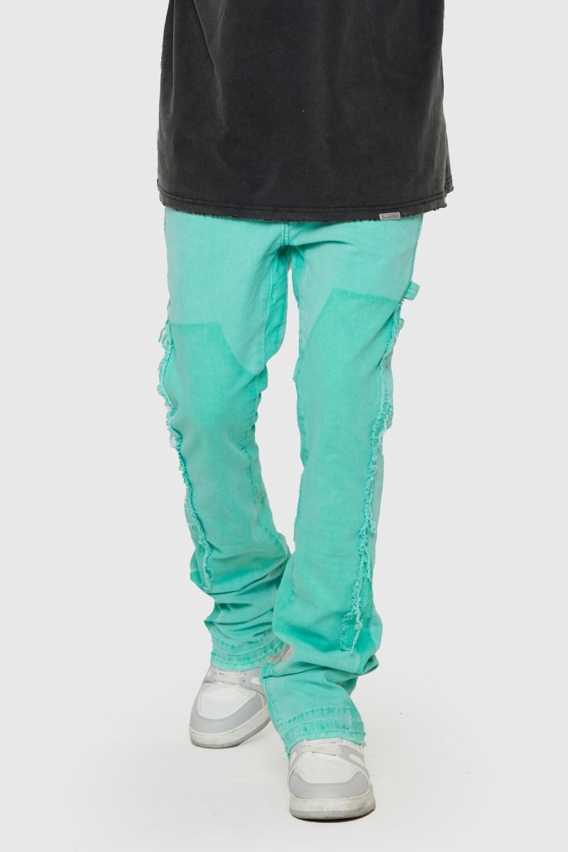 “REVIVAL" STACKED FLARE JEAN LT. GREEN WASH - Valabasas