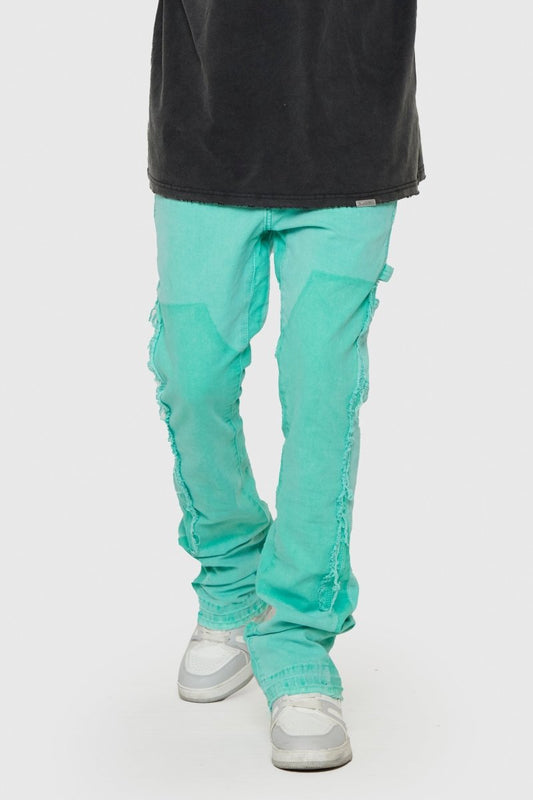 “REVIVAL" STACKED FLARE JEAN LT. GREEN WASH - Valabasas