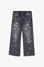 "RIFT" BLACK BAGGY DEMIN JEAN