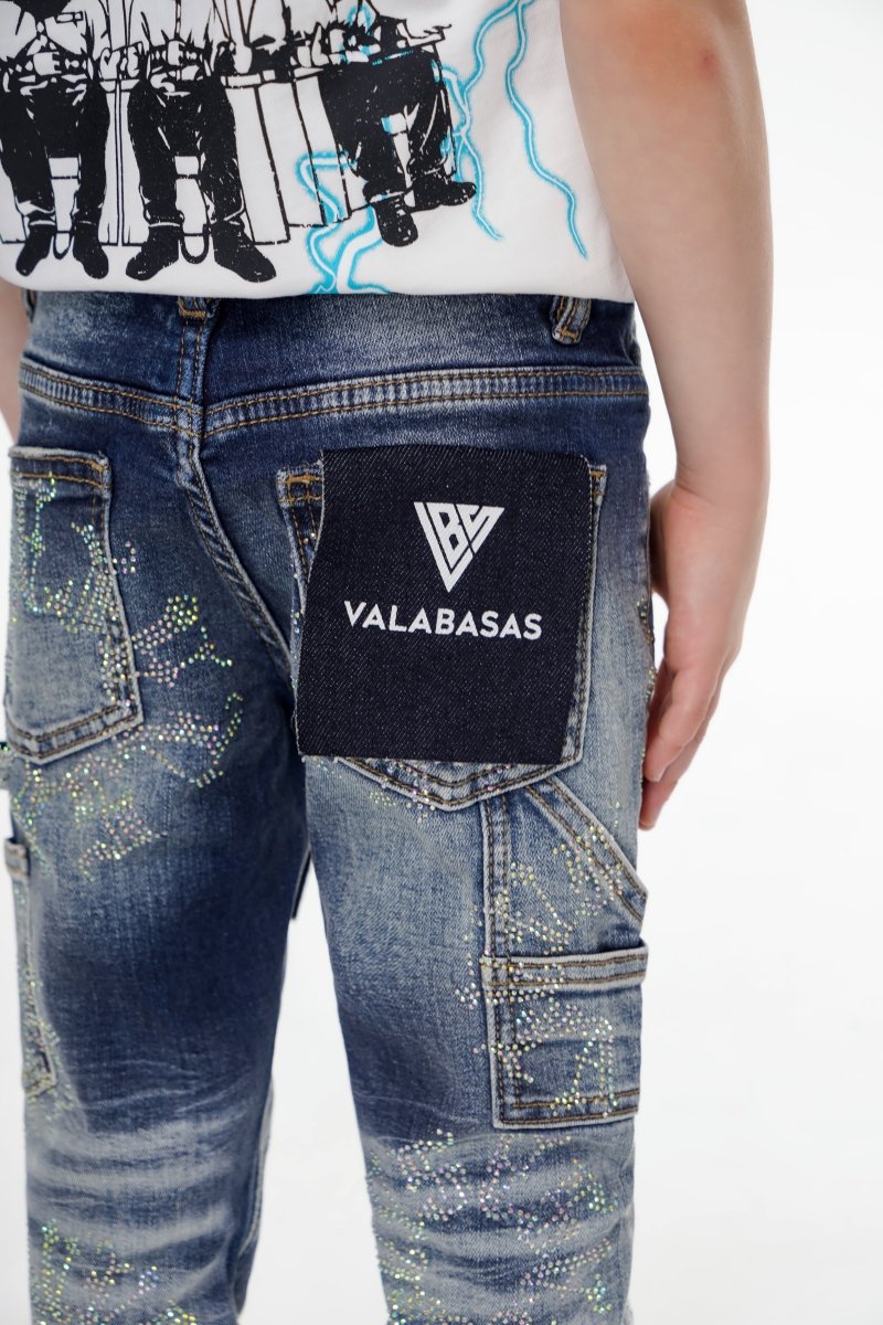 Ringer Kids Stacked Denim Dark Blue Washed - Valabasas