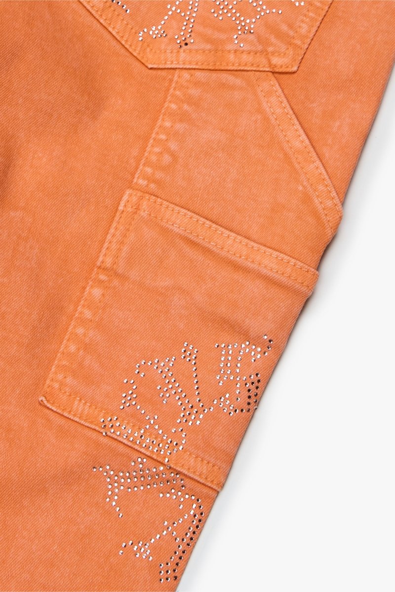 "RINGER” ORANGE STACKED FLARE JEAN