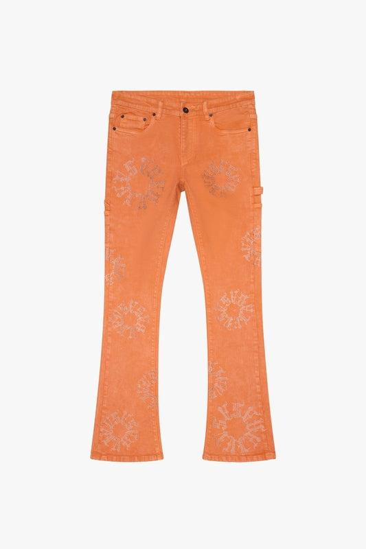 "RINGER” ORANGE STACKED FLARE JEAN - Valabasas