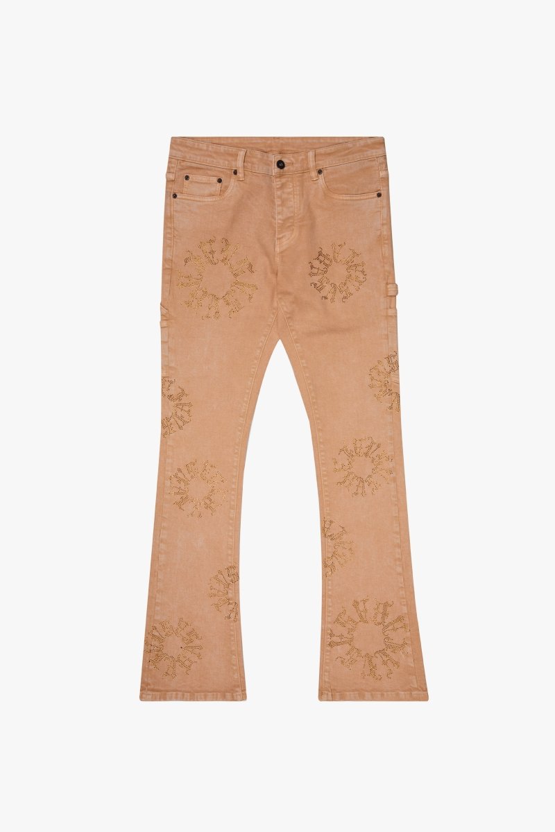 "RINGER” STACKED FLARE JEAN KHAKI - Valabasas