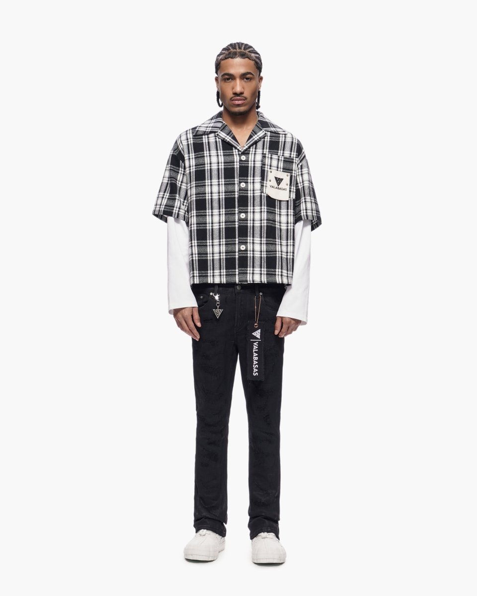 Rip Layered Flannel Black - Valabasas