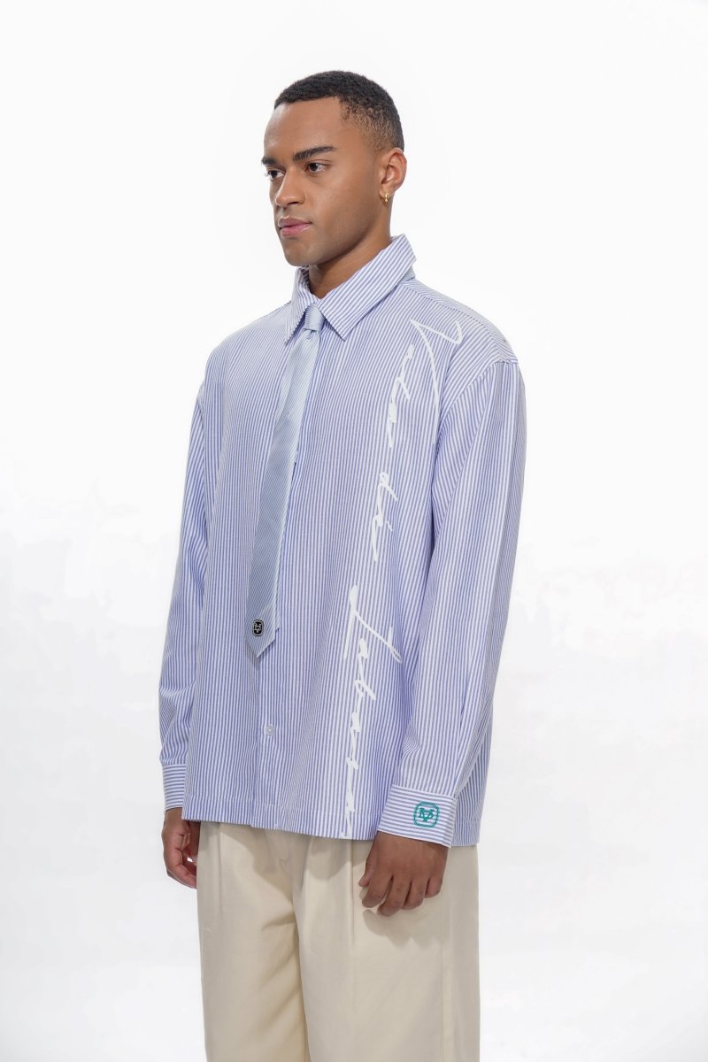 Rive Striped Button Down – Blue / White (Cotton Blend) - Valabasas