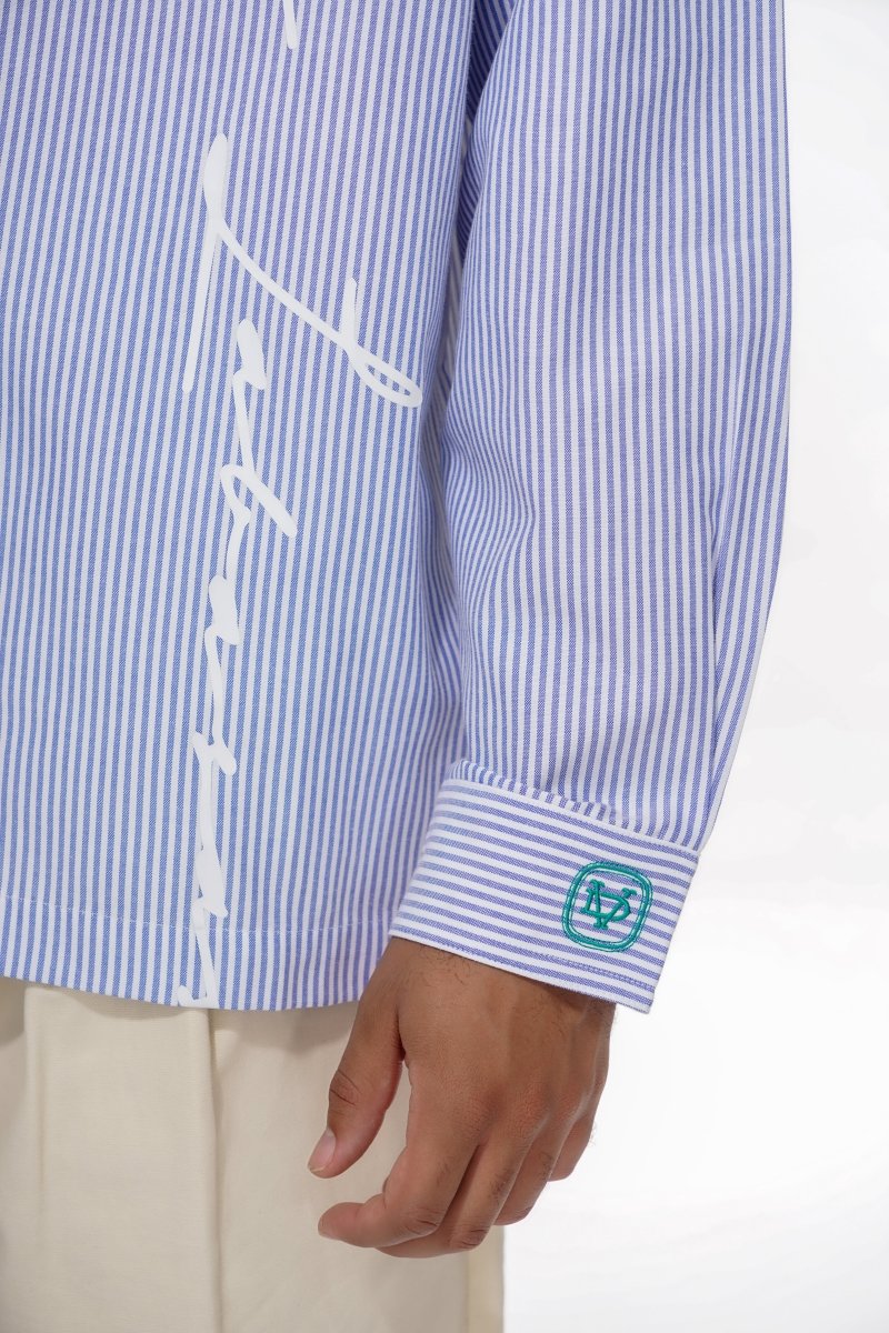 Rive Striped Button Down – Blue / White (Cotton Blend) - Valabasas