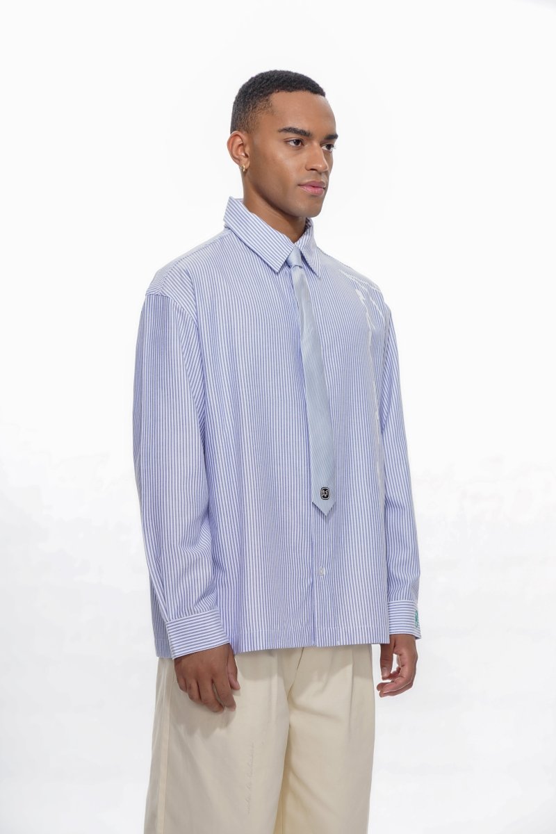 Rive Striped Button Down – Blue / White (Cotton Blend) - Valabasas