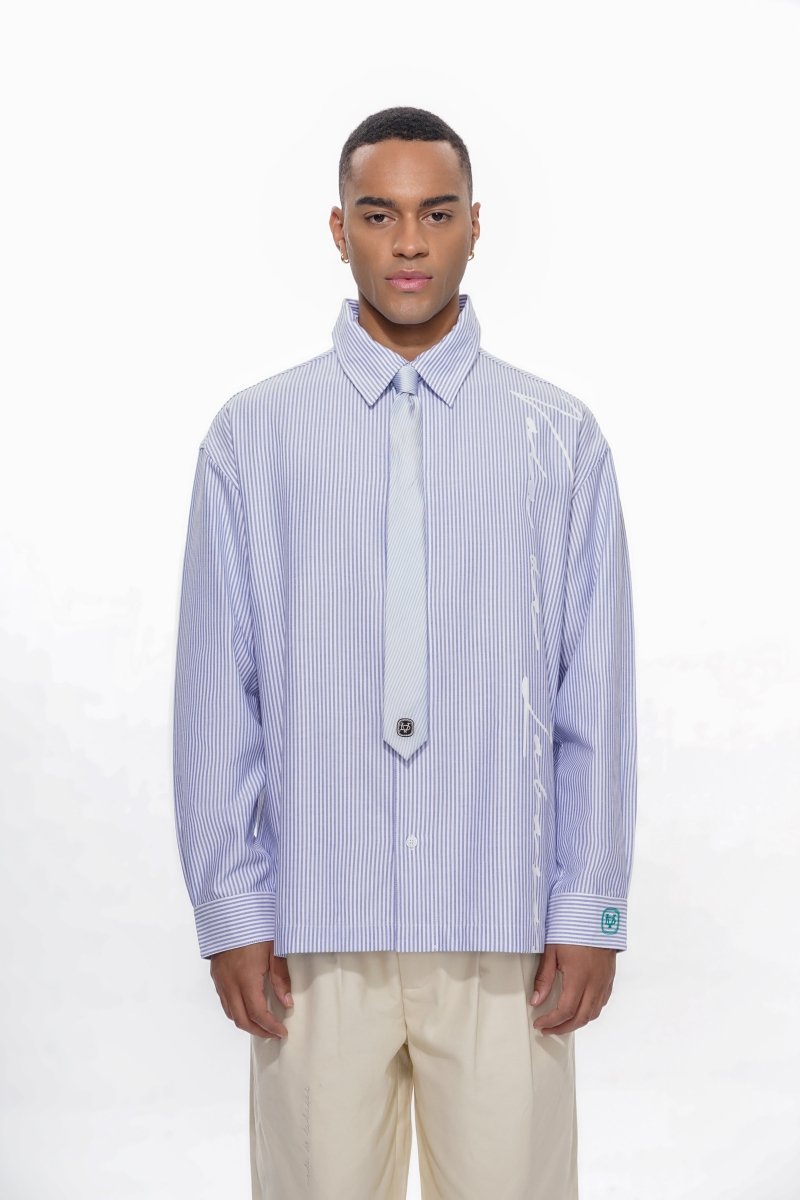 Rive Striped Button Down – Blue / White (Cotton Blend) - Valabasas