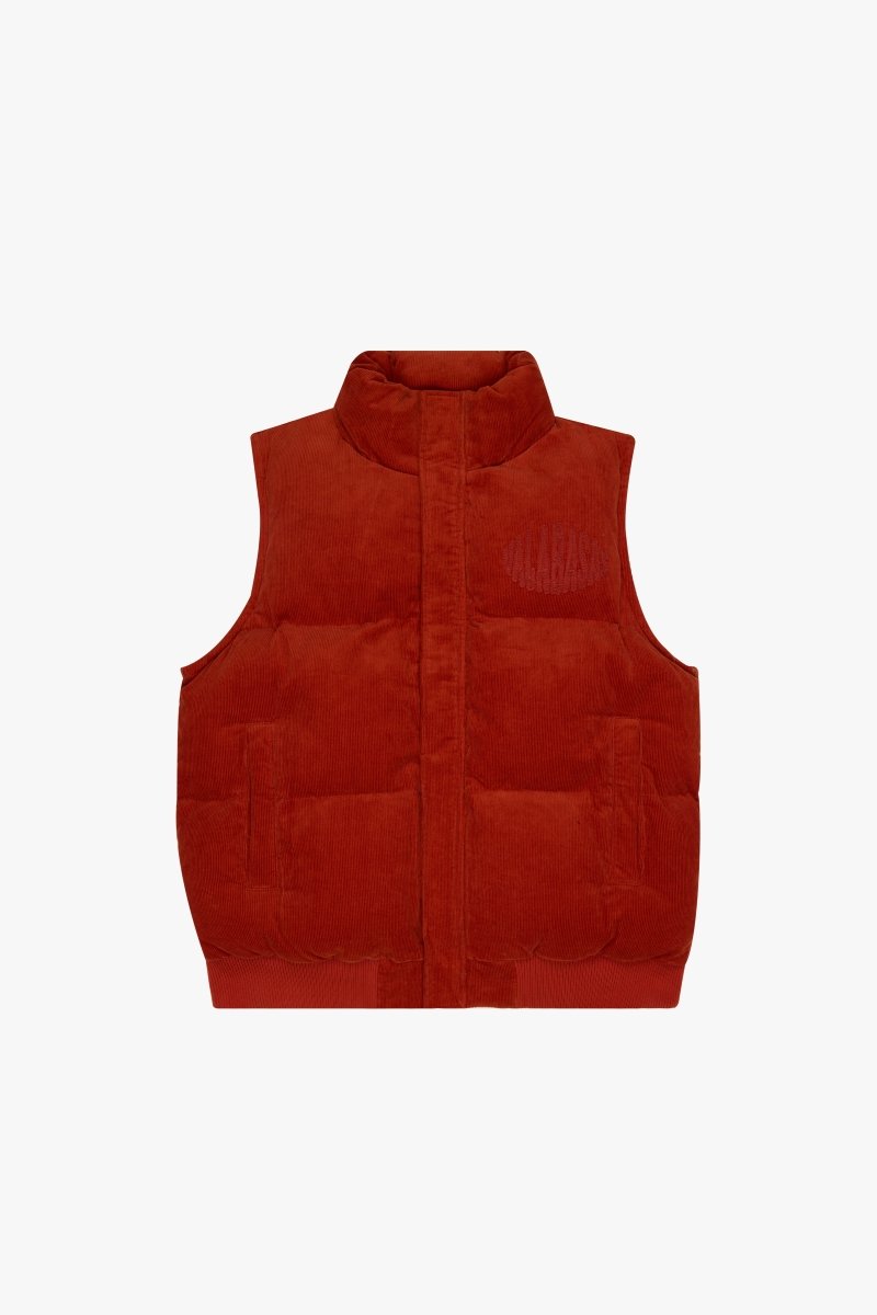 "ROOK" CORDUROY PUFFER VEST TANGERINE - Valabasas