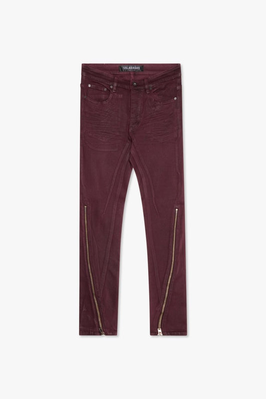"RUNNER" SKINNY DENIM BURGUNDY - Valabasas