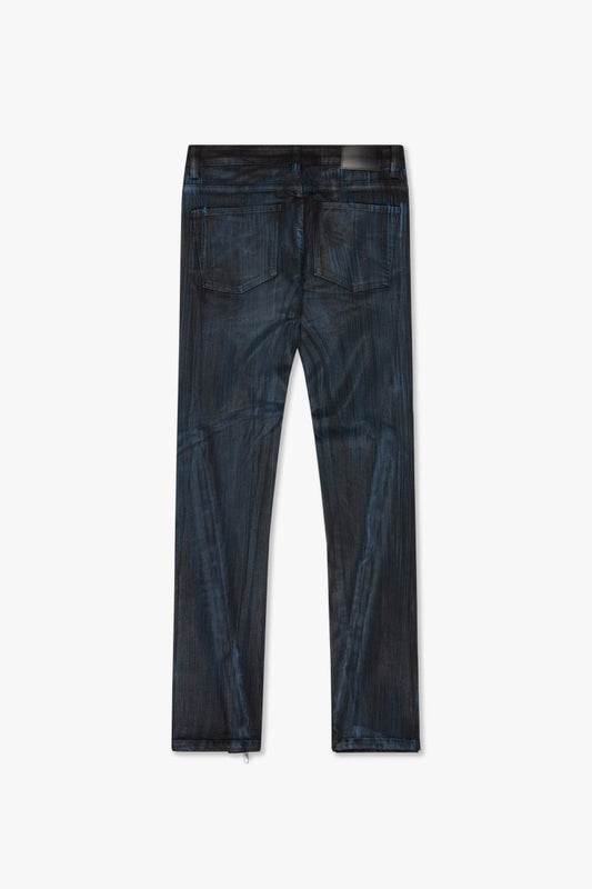 "RUNNER"SKINNY JEAN BLACK BLUE WAXED - Valabasas