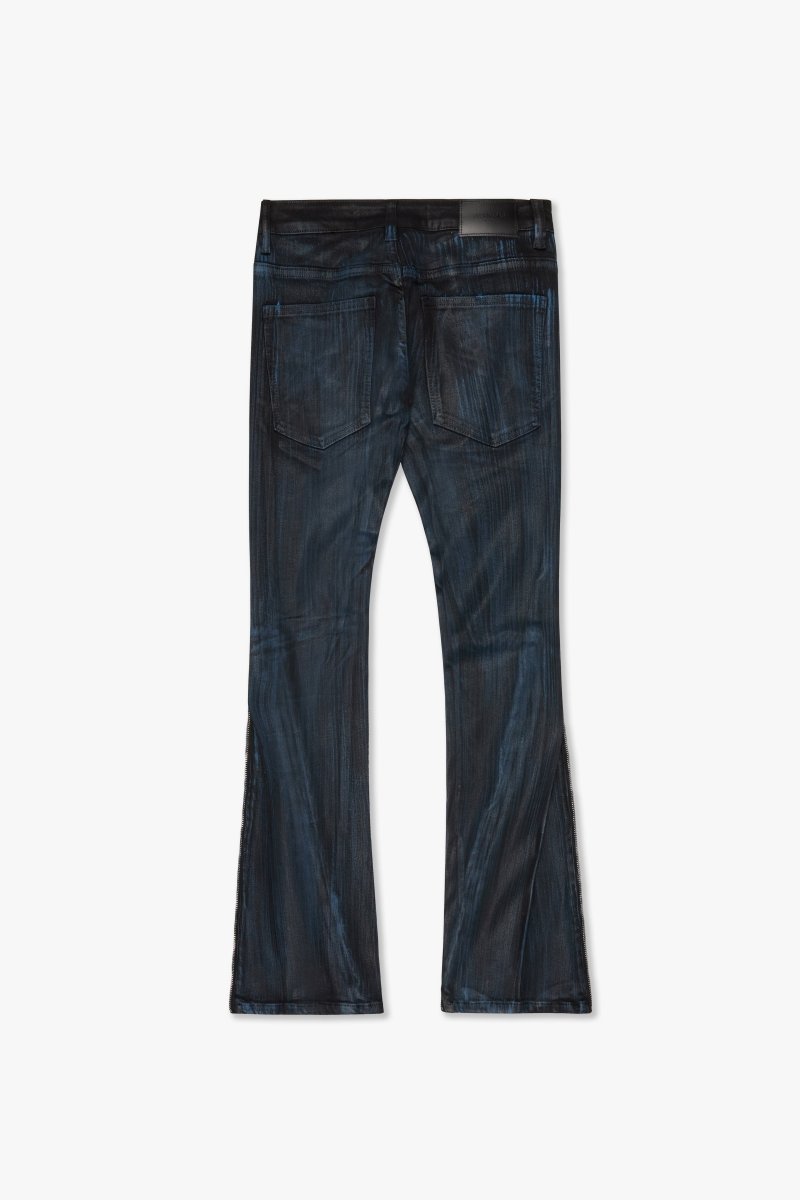 "RUNNER"SKINNY JEAN BLACK BLUE WAXED - Valabasas