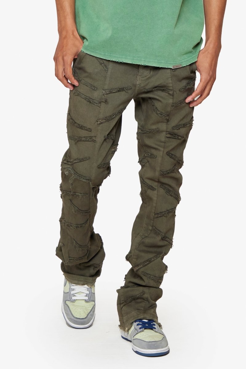 "SABER" STACKED FLARE DENIM DARK BROWN - Valabasas