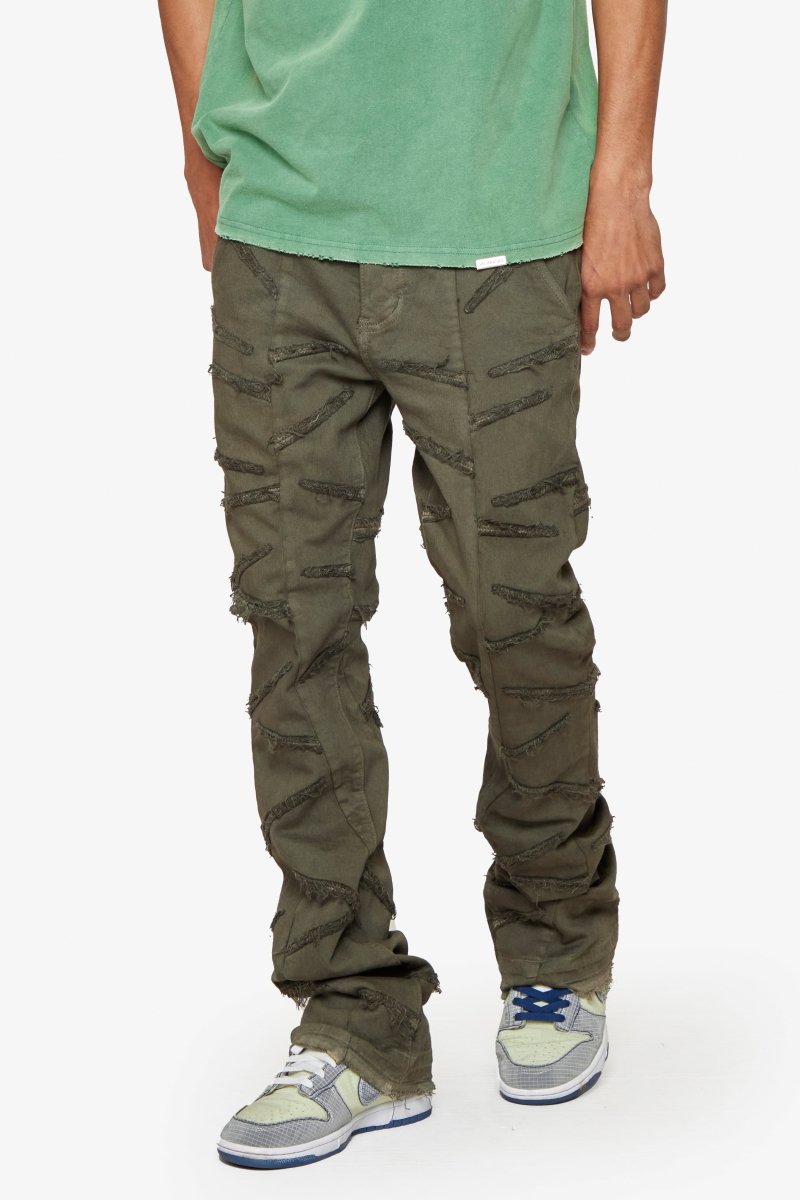 "SABER" STACKED FLARE DENIM DARK BROWN - Valabasas